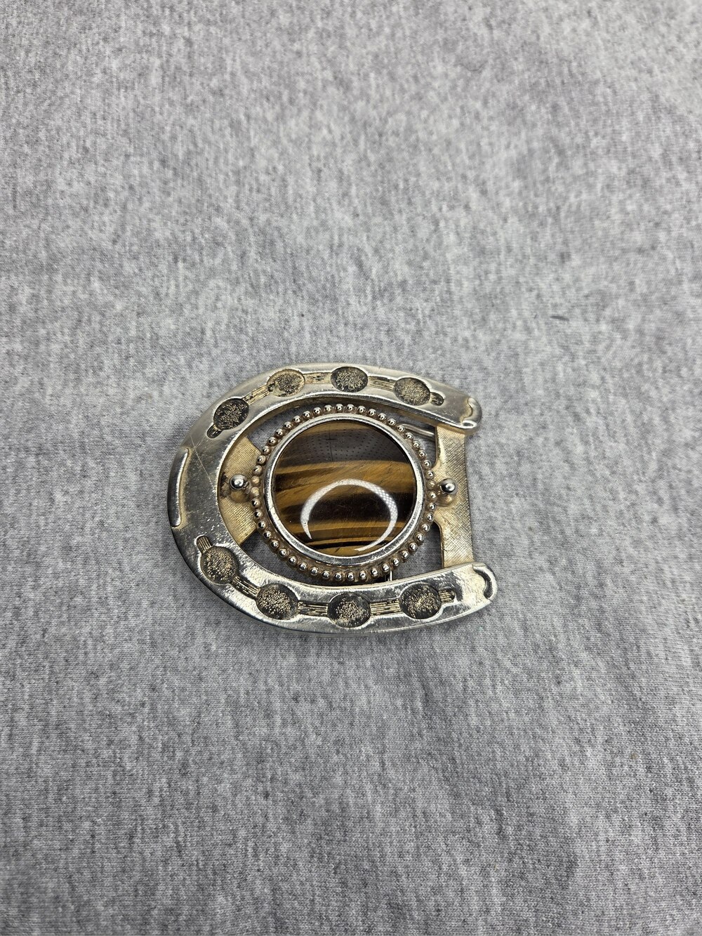 Vintage Tigers Eye Horseshoe Western Belt Buckle